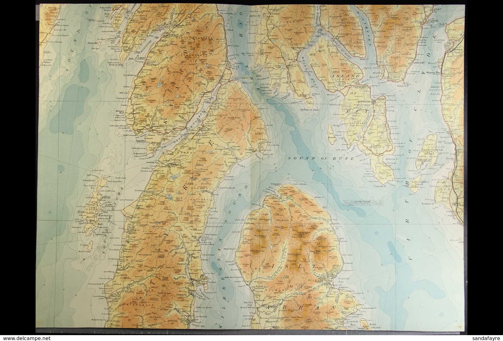 BUTE AND ARRAN 1895. A Map By Bartholomew For Bute And Arran. For More Images, Please Visit Http://www.sandafayre.com/it - Other & Unclassified