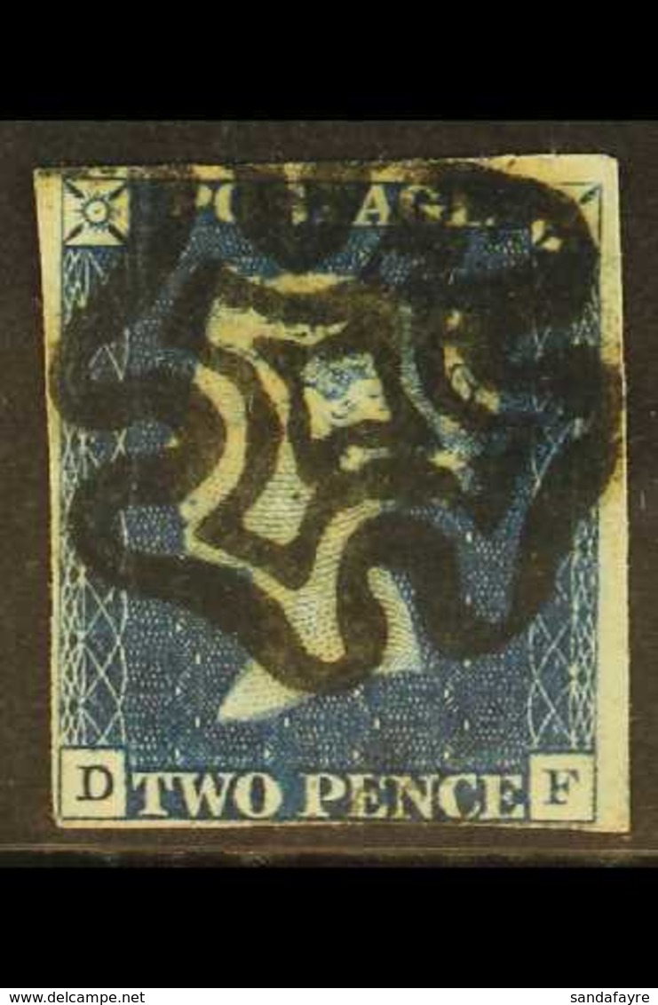 1840 2d Steel- Blue 'DF', Plate 1, Spec DS4, Used With 4 Close To Large Margins & Black MC Cancellation, Pressed Vertica - Other & Unclassified