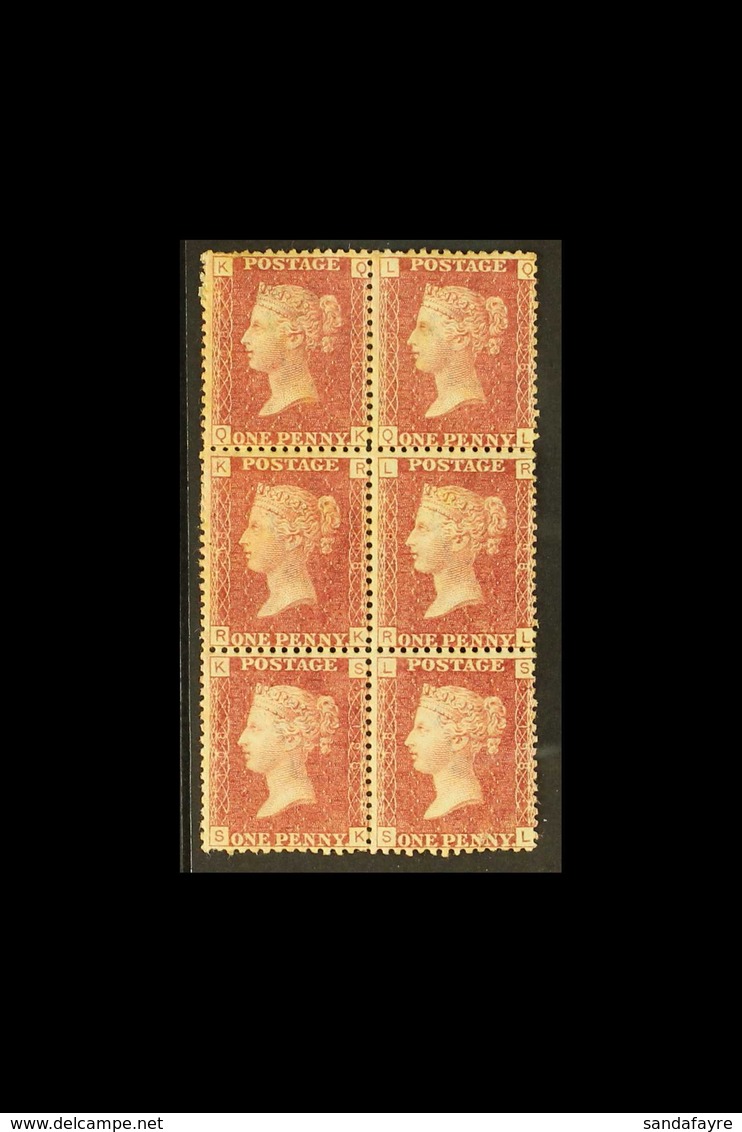 1864-79 1d Red Plate 198, Mint Vertical Block Of Six, Three Are Never Hinged. For More Images, Please Visit Http://www.s - Sonstige & Ohne Zuordnung