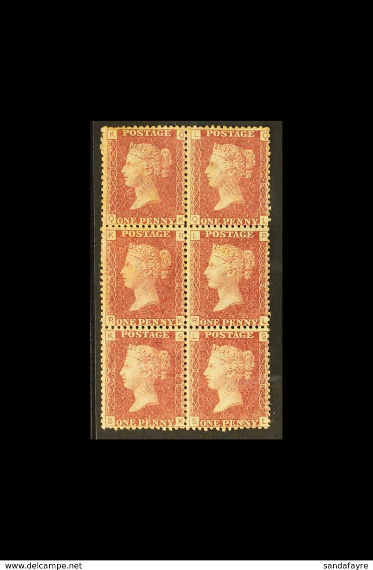 1864-79 1d Red Plate 198, Mint Vertical Block Of Six, Three Are Never Hinged. For More Images, Please Visit Http://www.s - Other & Unclassified