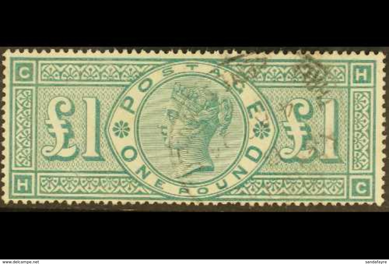 1887-92 £1 Green, Wmk Crowns, SG 212, Used With Single Registered Oval. A Particularly Bright & Fresh Example With The L - Other & Unclassified