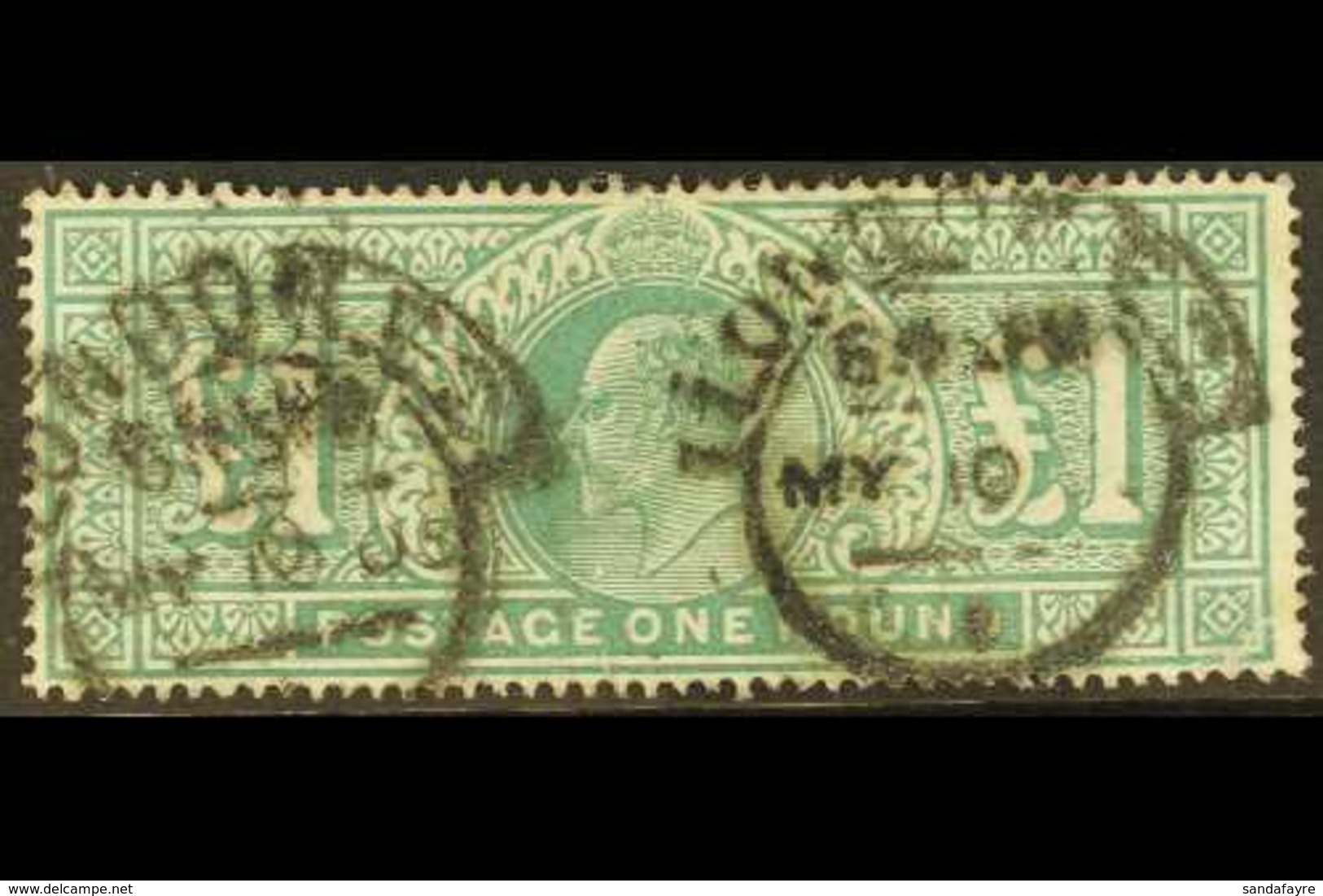 1902-10 £1 Dull Blue Green, SG 266, Good Used With Twin London Hooded Circle Cancels & Small Faults For More Images, Ple - Ohne Zuordnung