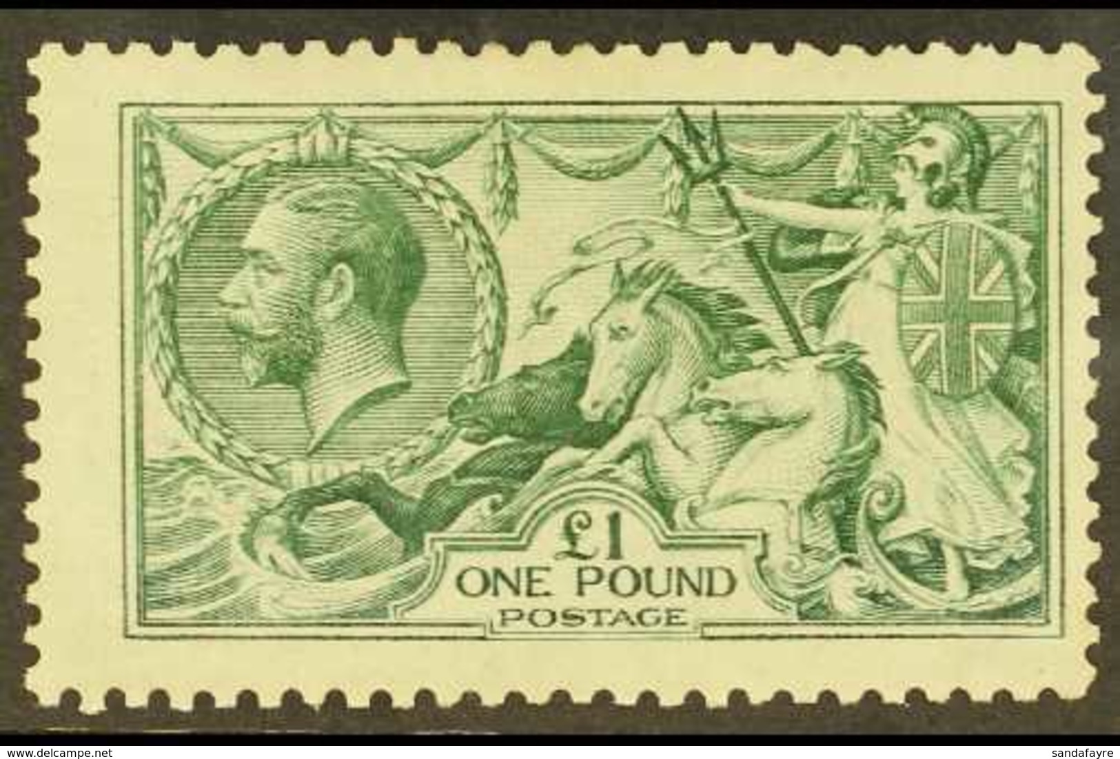 1913 £1 Dull Blue Green Waterlow Seahorse, SG 404, Mint Very Lightly Hinged. Lovely Fresh Stamp. For More Images, Please - Ohne Zuordnung