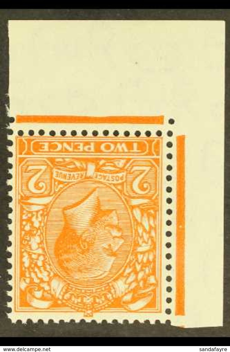 1924-26 2d Orange, Die II, Wmk Block Cypher INVERTED, SG 421Wi, Never Hinged Mint, Corner Marginal Example. For More Ima - Ohne Zuordnung