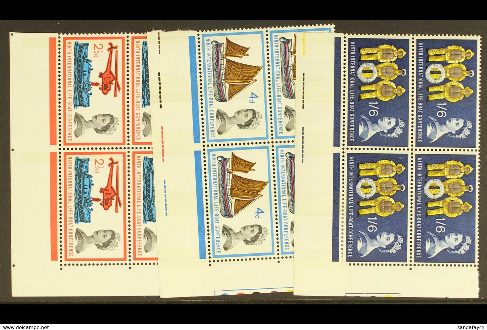 1963 LIFEBOAT BLOCKS. Lifeboat Conference Normal & Phosphor Complete Sets, SG 639/41 & SG 639p/41p, Never Hinged Mint Lo - Andere & Zonder Classificatie