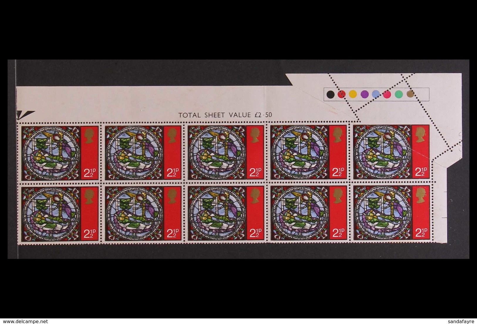 1971 2½d 'Dream Of The Wise Men' Christmas Stamp (SG 894) A Spectacular Item Being The Upper - Right Corner Of The Sheet - Sonstige & Ohne Zuordnung