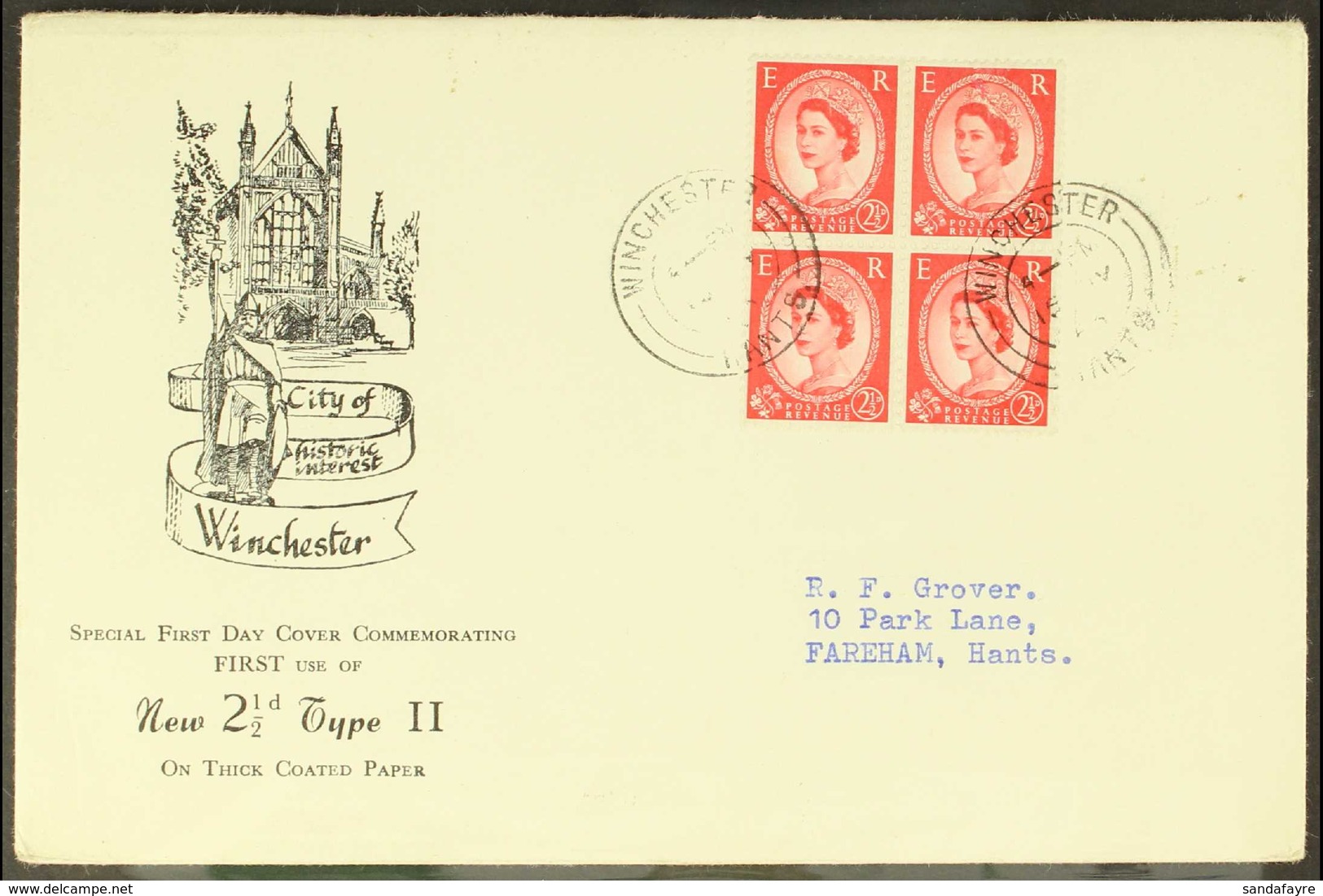 1963 (15th July) Definitive 2½d Block Of Four (ex 2s Holiday Booklet) On Winchester Illustrated Cover. For More Images,  - FDC
