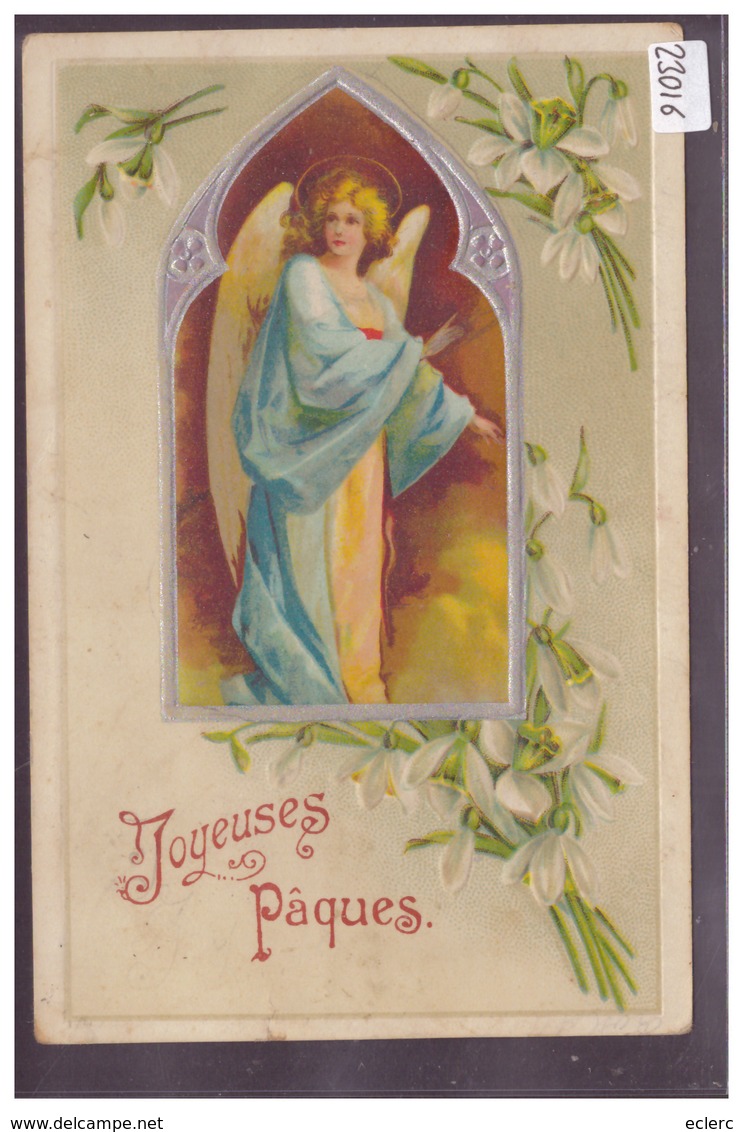 JOYEUSES PAQUES - ANGE - CARTE EN RELIEF - PRÄGE KARTE - TB - Pasqua