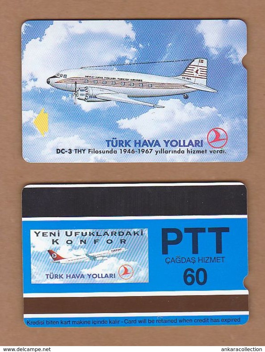 AC - TURK TELECOM PHONECARDS -  DOUGLAS DC - 3 60 CREDITS ​19 APRIL 1994 - Avions