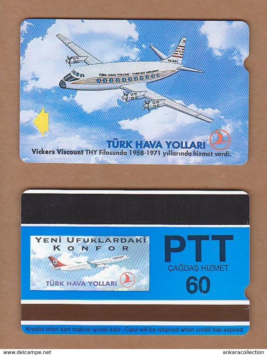 AC - TURK TELECOM PHONECARDS -  VICKERS VISCOUNT 60 CREDITS 19 APRIL 1994 - Avions