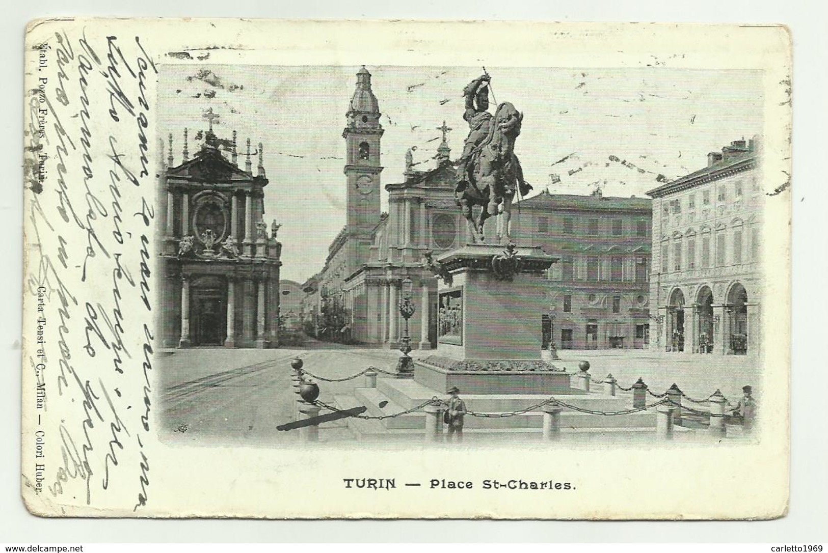 TURIN - PLACE ST. CHARLES 1918   VIAGGIATA FP - Other & Unclassified