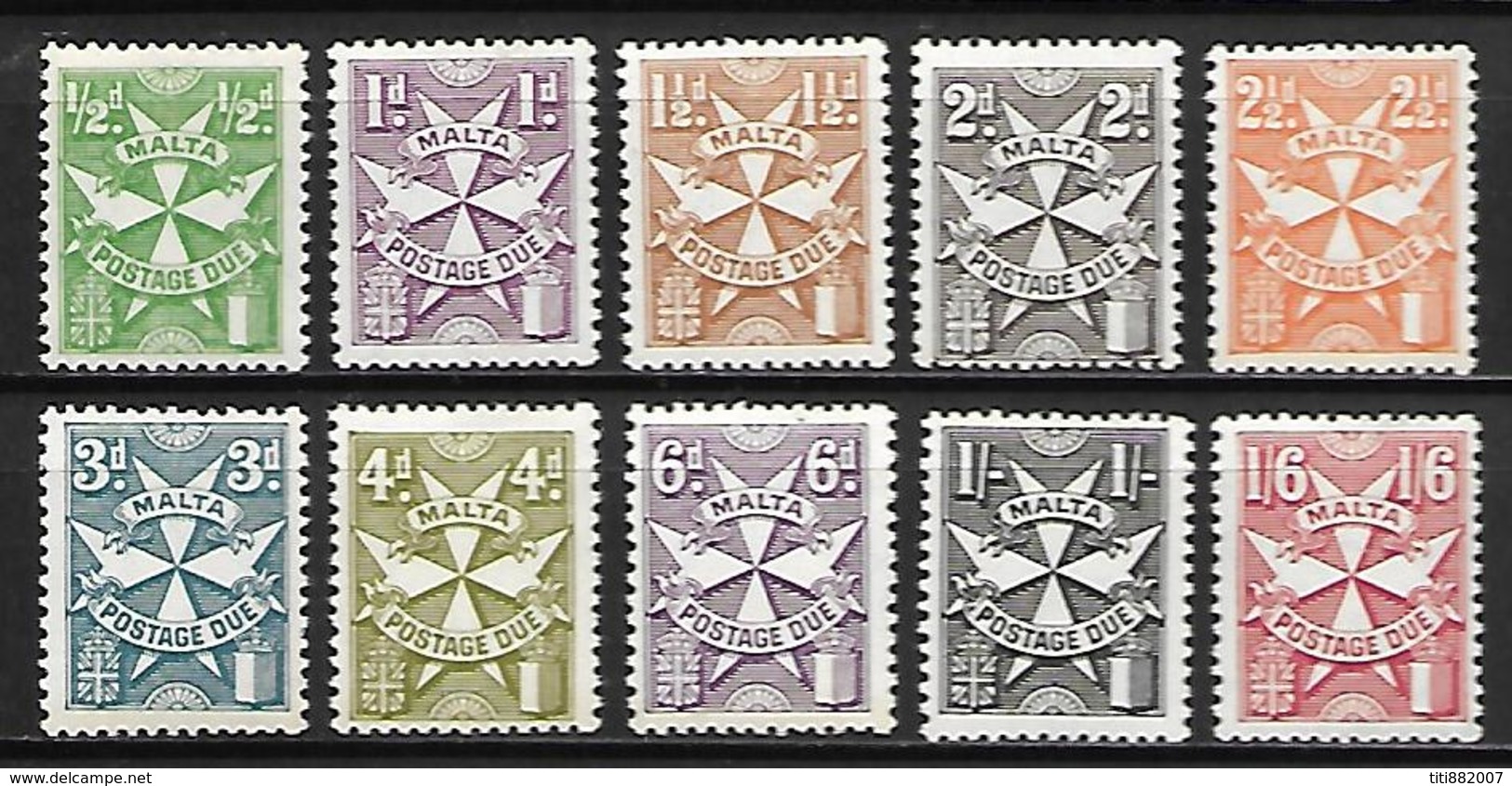 MALTE    -   Timbres-Taxe.   1968.   Y&T N° 31 à 40 **.   Série Complète. - Malta