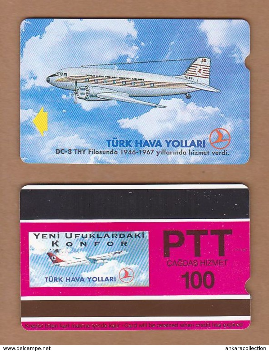 AC - TURK TELECOM PHONECARDS -  DOUGLAS DC - 3 100 CREDITS ​19 APRIL 1994 - Avions