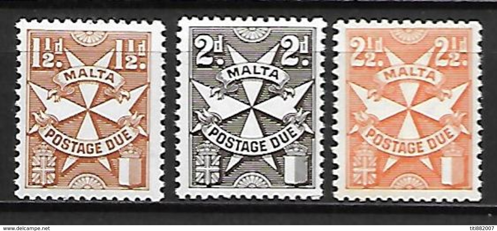 MALTE    -   Timbres-Taxe.   1968.   Y&T N° 33 à 35 **. - Malte