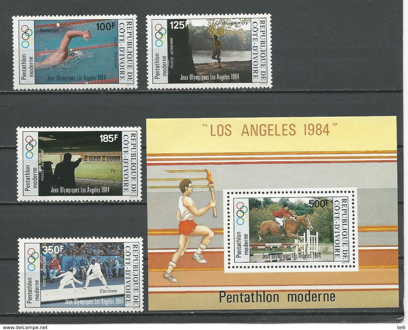 COTE IVOIRE Scott C81-C84 C85 Yvert PA86-PA89 BF26 (4+bloc) ** Cote 13,75 $ 1984 - Costa De Marfil (1960-...)