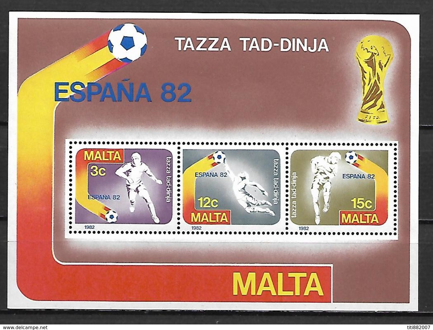 MALTE    -   Bloc-Feuillet.   1982.   Y&T N° 7 **.   Coupe Du Monde De FOOTBALL  Espana 82 - Malta