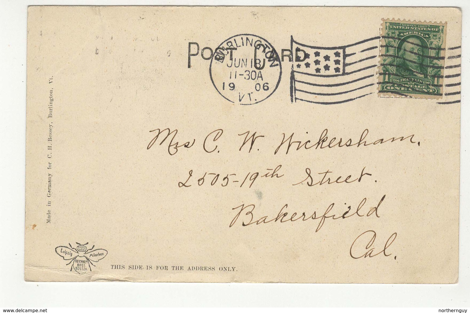 BURLINGTON, Vermont, USA, Central Vermont RR Bridge & Electric Power House, 1906 UB Bessey Postcard - Burlington