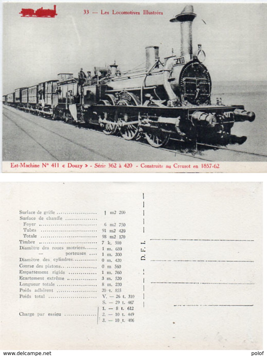 Les Locomotives Illustrées - Est Machine N° 411 "Douzy" - -   (110672) - Trains