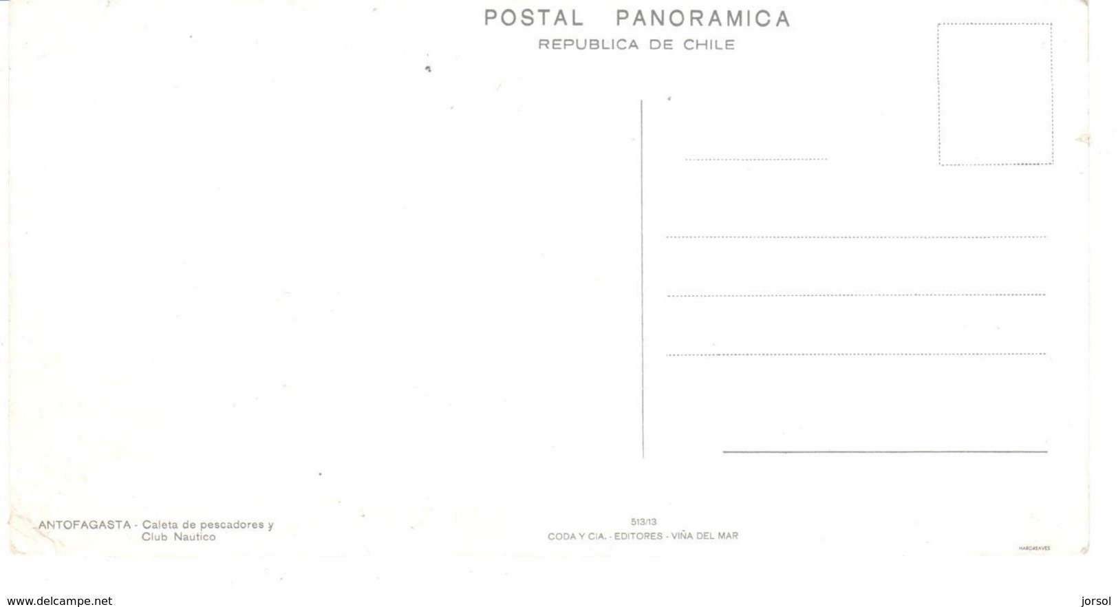 POSTAL     ANTOFAGASTA  -CHILE  -CALETA DE PESCADORES Y CLUB NAUTICO   (postal 18,5 X 10,5) - Chile