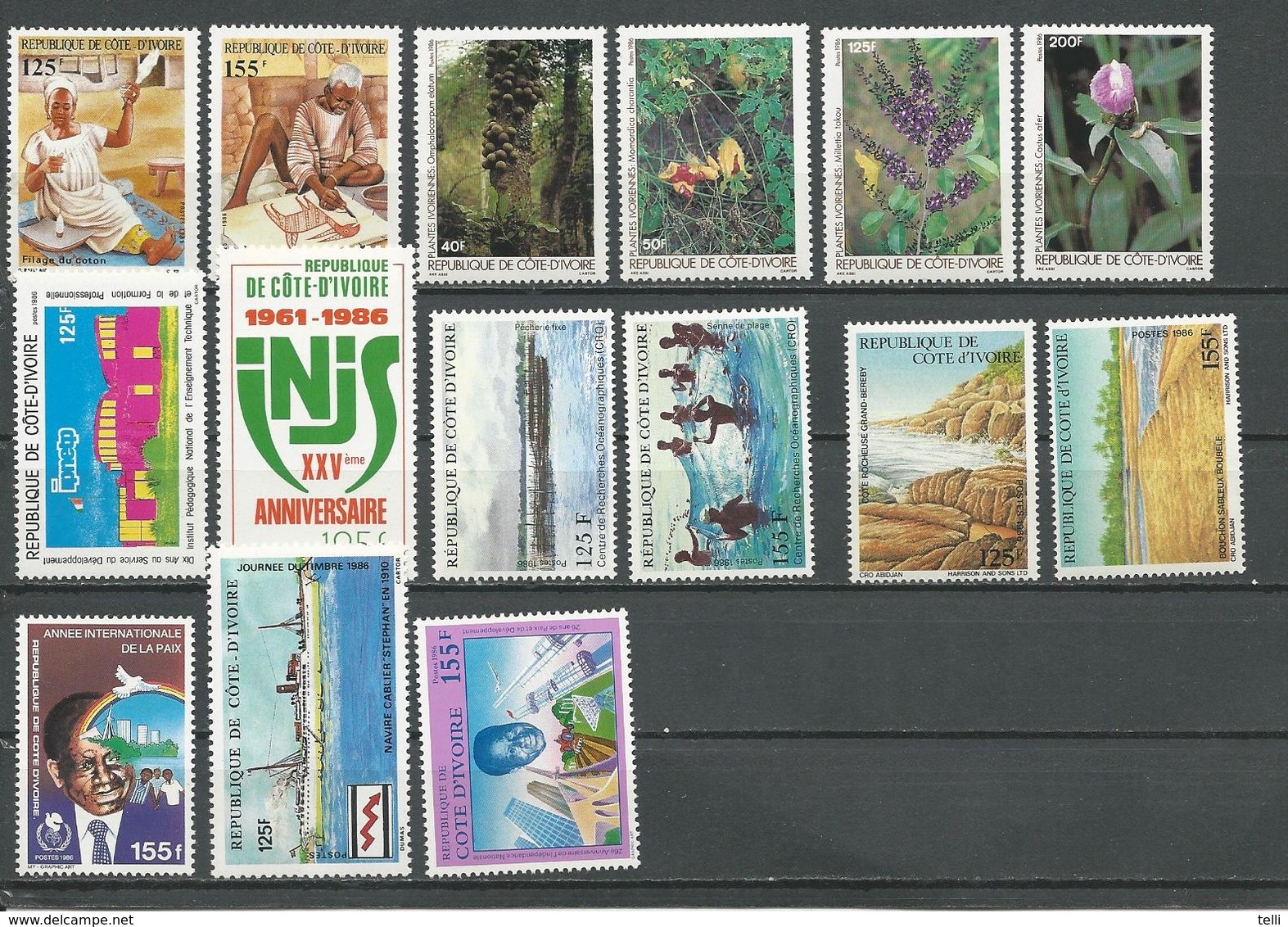 COTE IVOIRE Voir Détail (15) ** Cote 24,25 $ 1986 - Côte D'Ivoire (1960-...)