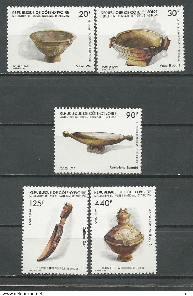 COTE IVOIRE Scott 776-780 Yvert 741-745 (5) ** Cote 8,20 $ 1986 - Côte D'Ivoire (1960-...)