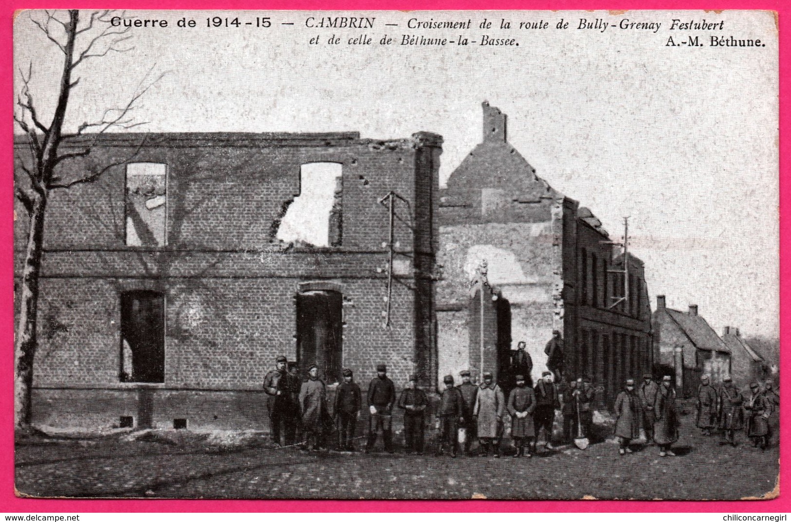 Cambrin - Militaire - Croisement De La Route De Bully Grenay Festubert Et De Celle De Béthune La Bassée - Animée - A.M. - Autres & Non Classés