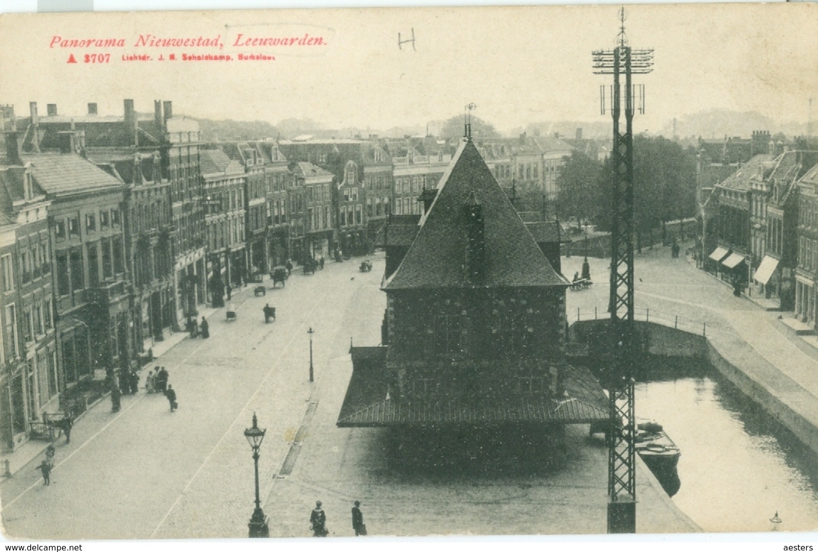 Leeuwarden; Panorama Nieuwestad (met De Oude Waag) - Gelopen. (J.B. Schalekamp - Buiksloot) - Leeuwarden