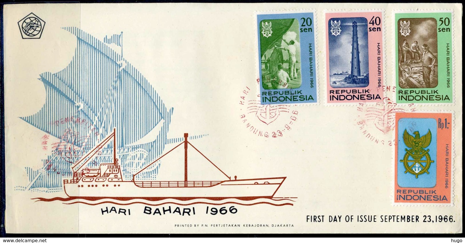 INDONESIE: ZB 540/543 FDC 1966 Dag Van De Scheepvaart - Indonesië