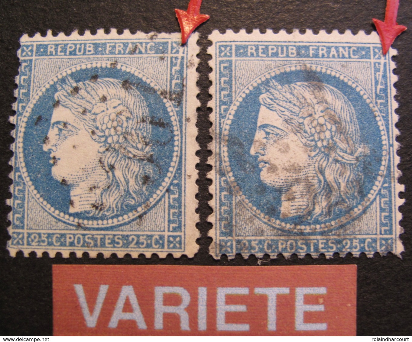 R1684/104 - CERES N°60A (x2) - VARIETE ➤ Grande Griffe Blanche Partant Du Fleuron Nord/est à 2 Stades Différents - 1871-1875 Ceres