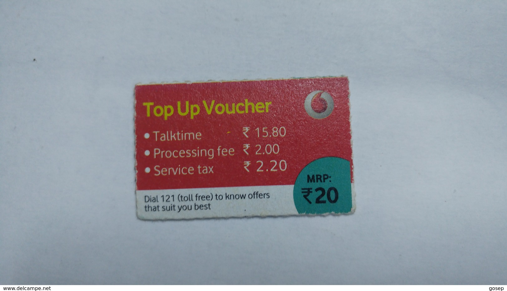 India-top Up Voucher Card-(37b)-(rs.20)-(bangalore)-(3/2015)-used Card+1 Card Prepiad Free - Indien