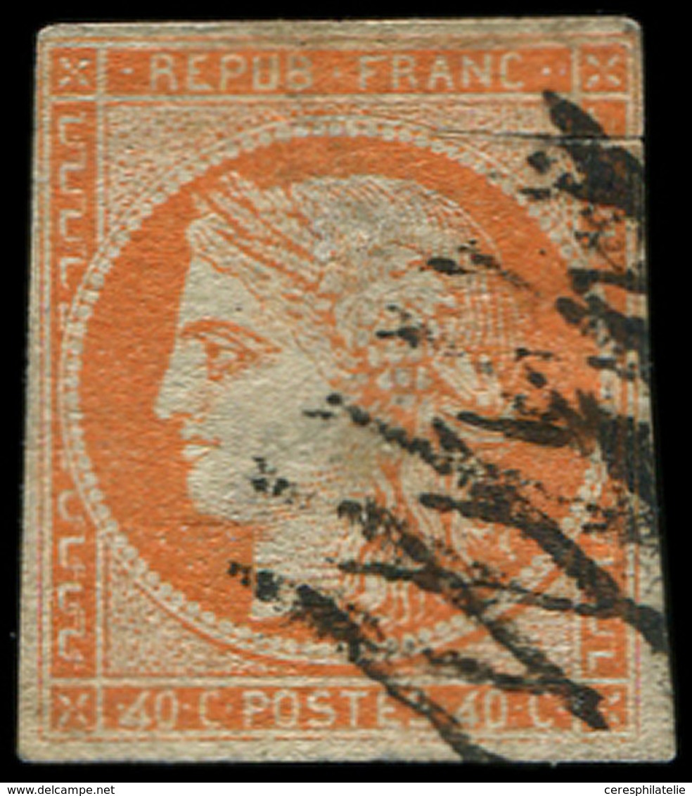 EMISSION DE 1849 -  5d   40c. Orange, 4 RETOUCHE, Case 146, Obl., Aminci Mais Bonne Pièce D'attente, Certif. Calves Cote - 1849-1850 Cérès