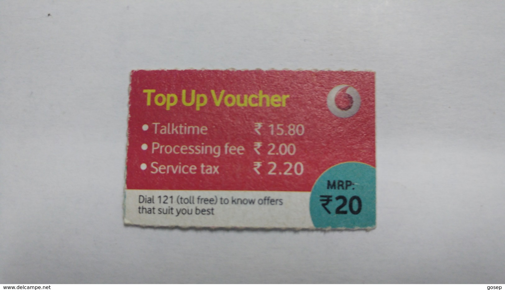India-top Up Voucher Card-(37d)-(rs.20)-(bangalore)-(6/2015)-used Card+1 Card Prepiad Free - Inde