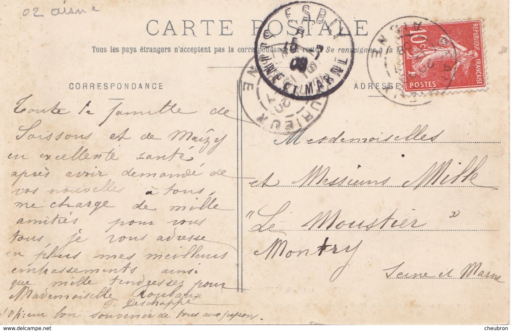 02  MAIZY .CPA .RARETE  LA SCIERIE. ANNEE 1908 + TEXTE - Autres & Non Classés