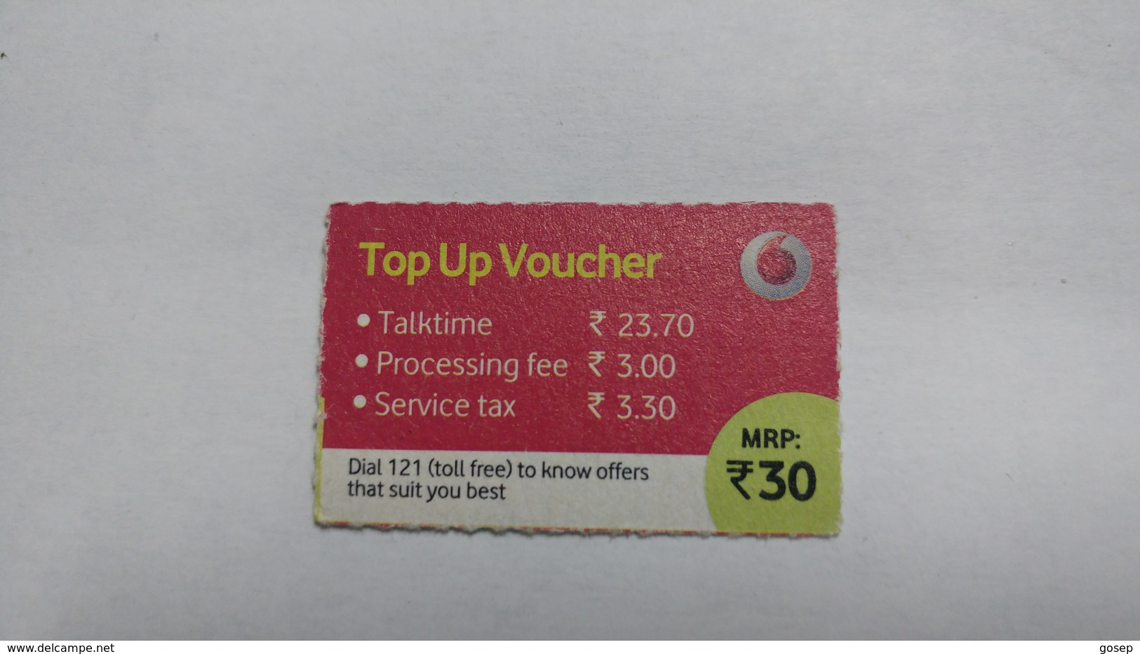 India-top Up Voucher Card-(37h)-(rs.30)-(bangalore)-(6/2015)-used Card+1 Card Prepiad Free - India