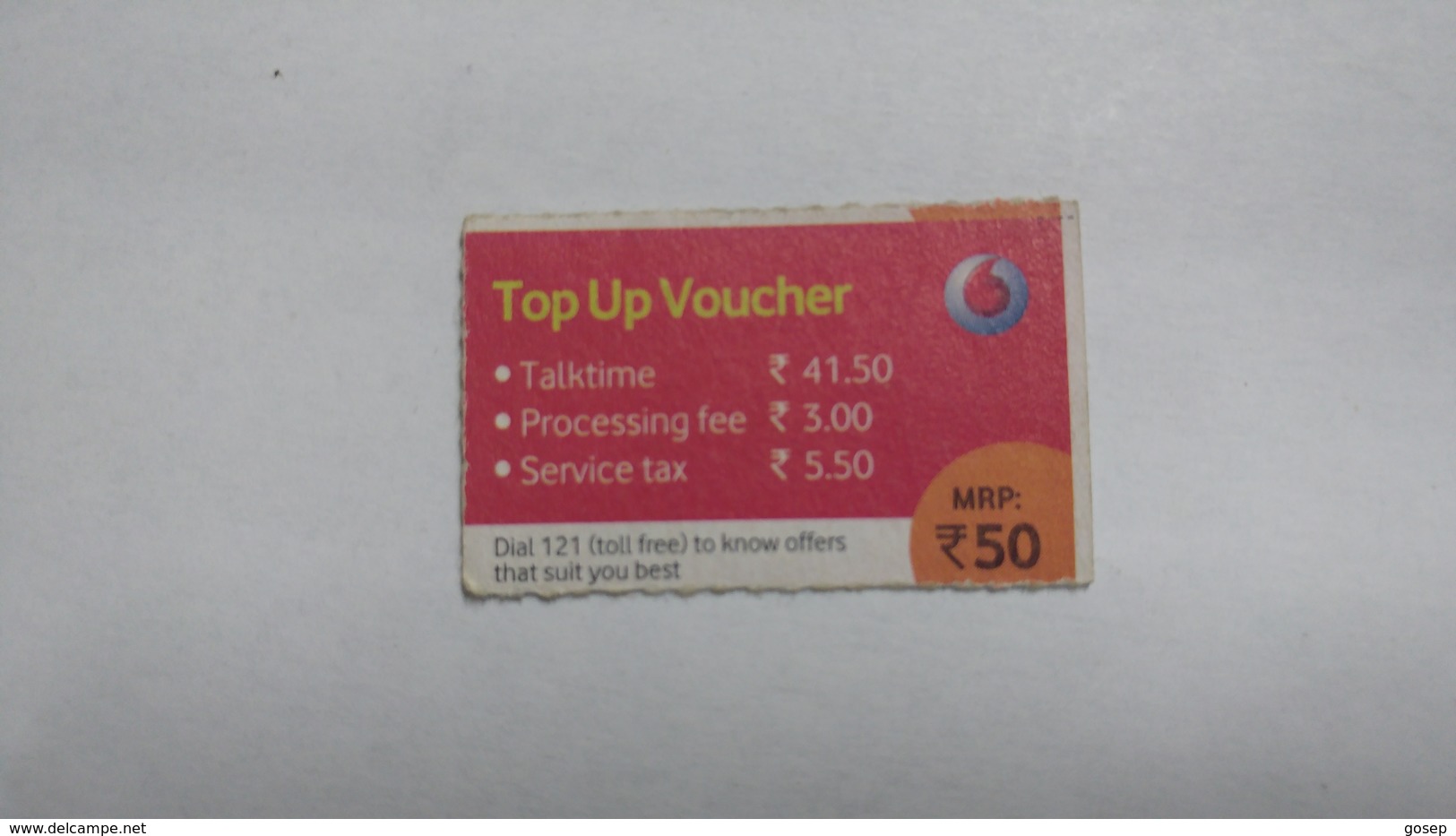 India-top Up Voucher Card-(37i)-(rs.50)-(bangalore)-(8/2014)-used Card+1 Card Prepiad Free - India