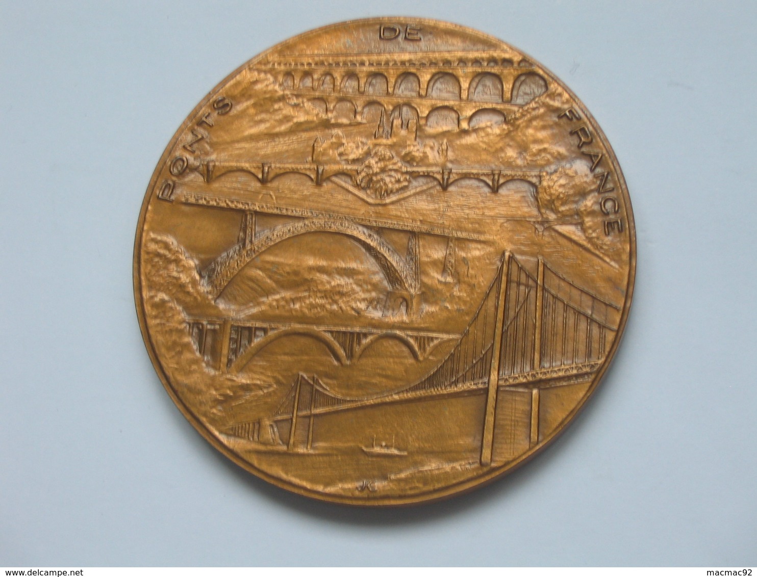 Très Belle Médaille -PONT-ROUTE DE TANCARVILLE SUR LA SEINE - Graveur J.H.COËFFIN   **** EN ACHAT IMMEDIAT  **** - Professionnels / De Société