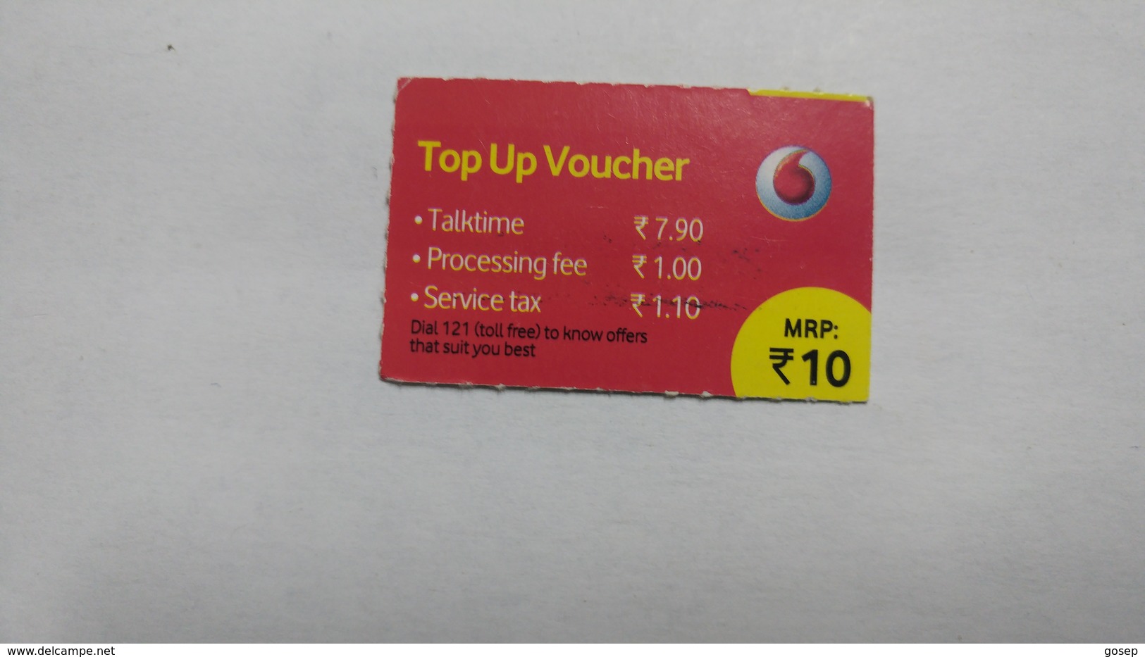 India-top Up Voucher Card-(37l)-(rs.10)-(bangalore)-(look Out Side)-used Card+1 Card Prepiad Free - Indien