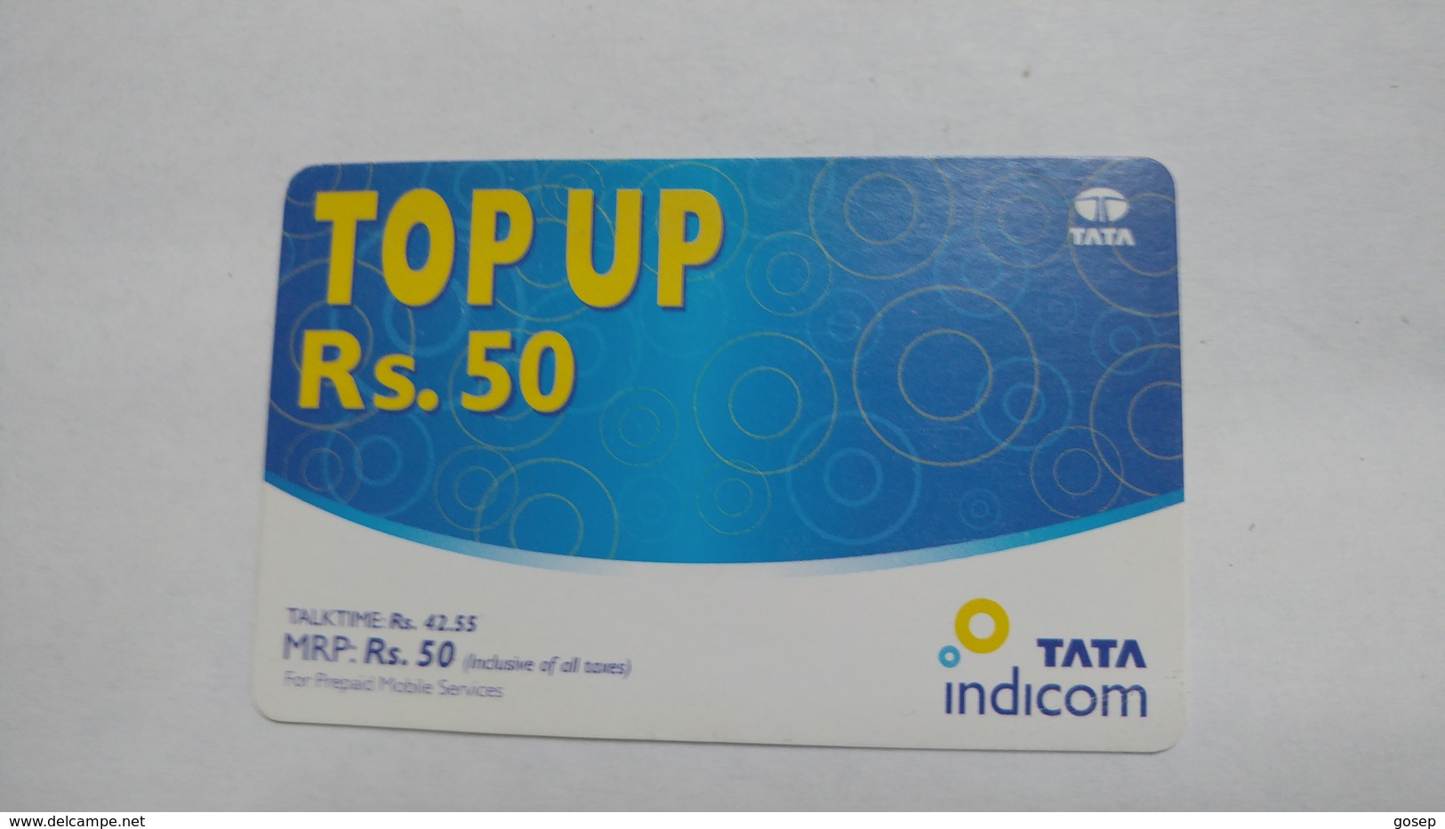 India-top Up-tata Indicom Card-(38e)-(rs.50)-(new Delhi)-(200407380120904)-used Card+1 Card Prepiad Free - Indien