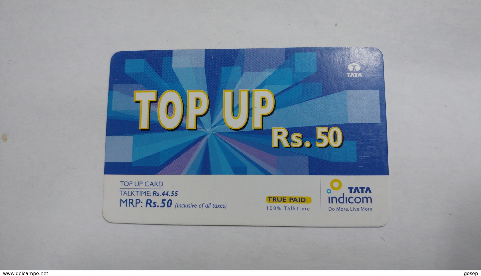 India-top Up-tata Indicom Card-(38g)-(rs.50)-(new Delhi)-(talk Time)-used Card+1 Card Prepiad Free - Indien