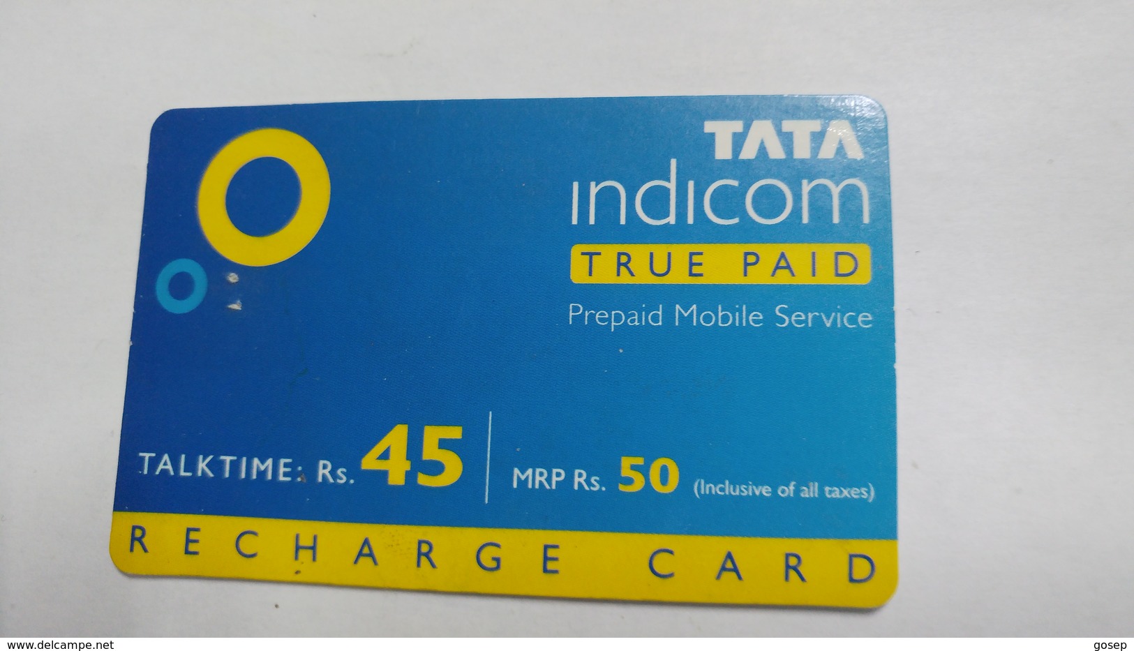 India-top Up-tata Indicom Card-(38i)-(rs.45)-(new Delhi)-(2/2008)-used Card+1 Card Prepiad Free - Inde