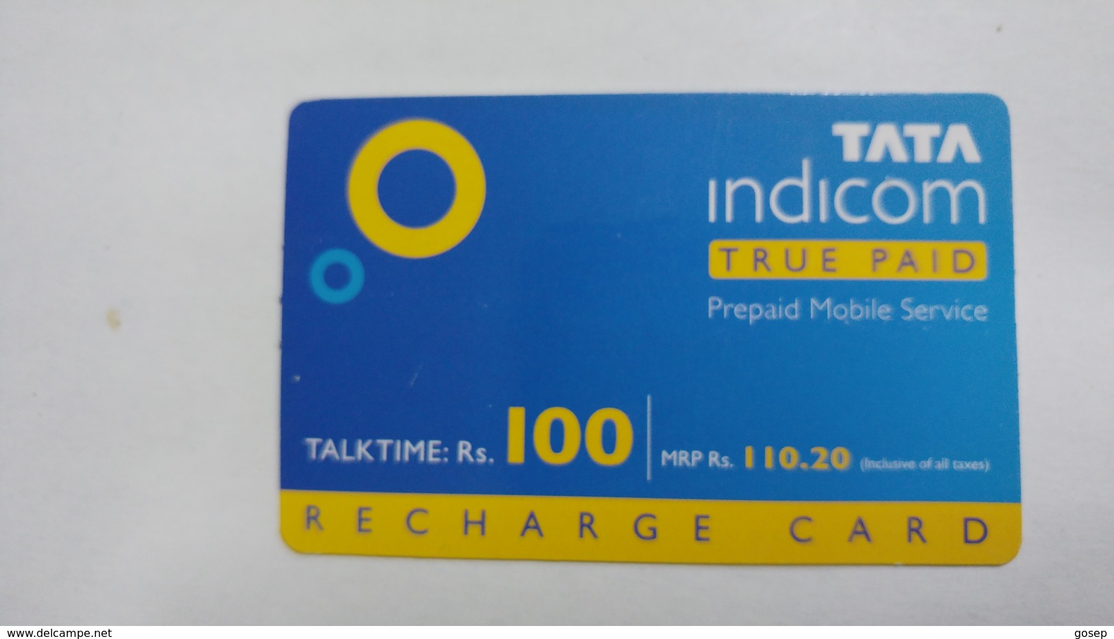 India-top Up-tata Indicom Card-(38j)-(rs.100)-(new Delhi)-(10/2007)-used Card+1 Card Prepiad Free - India