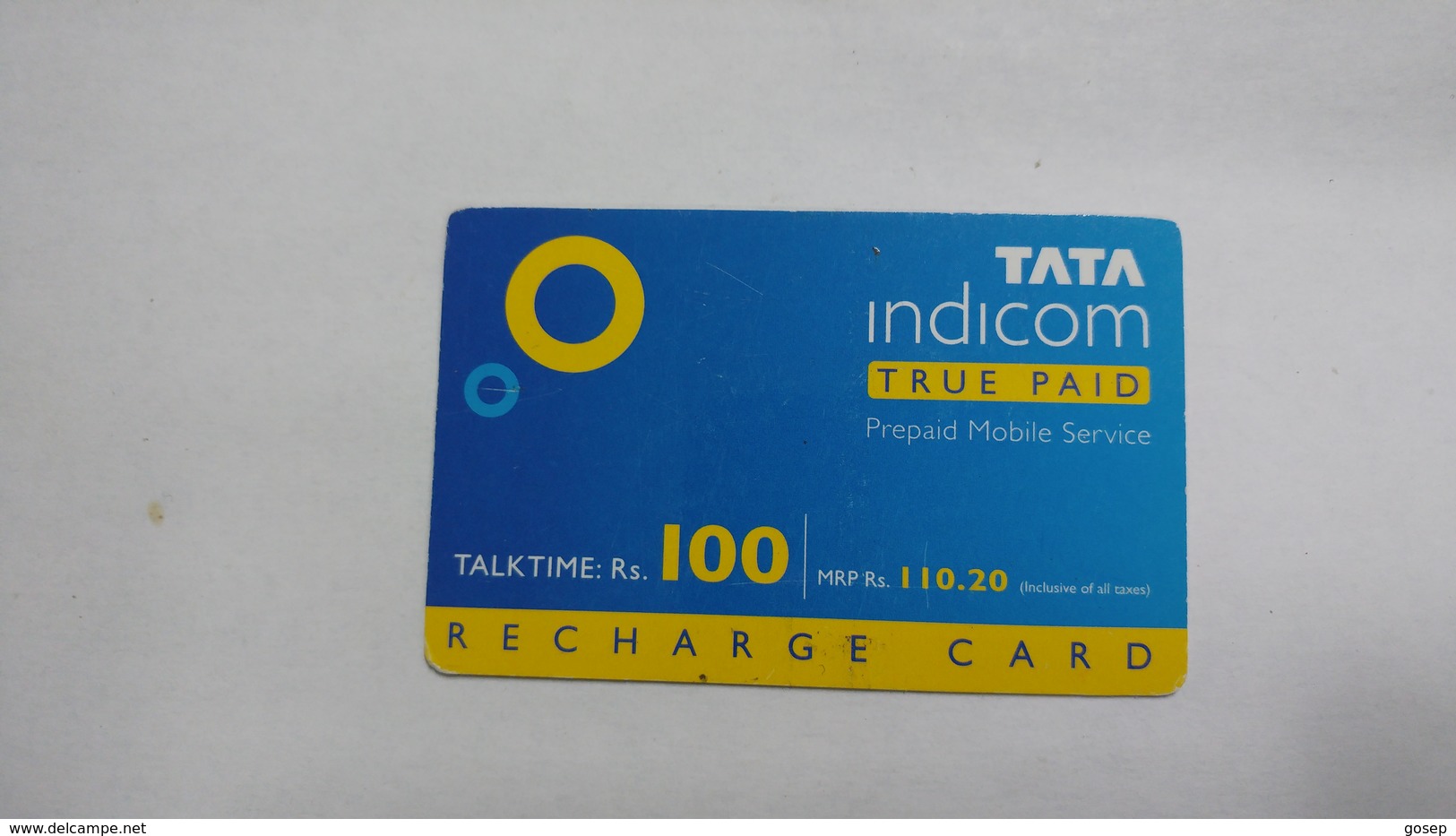 India-top Up-tata Indicom Card-(38k)-(rs.100)-(new Delhi)-(15 Day Afther)-used Card+1 Card Prepiad Free - Inde