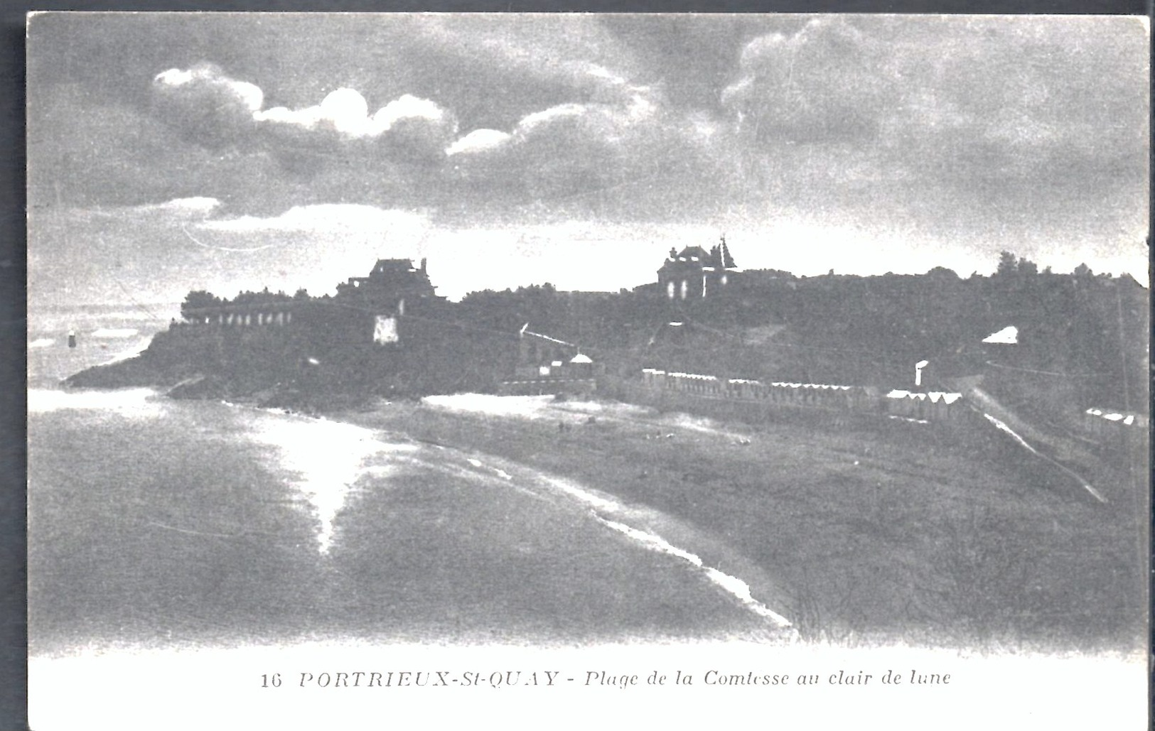 **PONTRIEUX-St-QUAY Plage De La Comtesse Au Clair De Lune**CPA Dos Vert Ecrite En 1925 TBE - Pontrieux