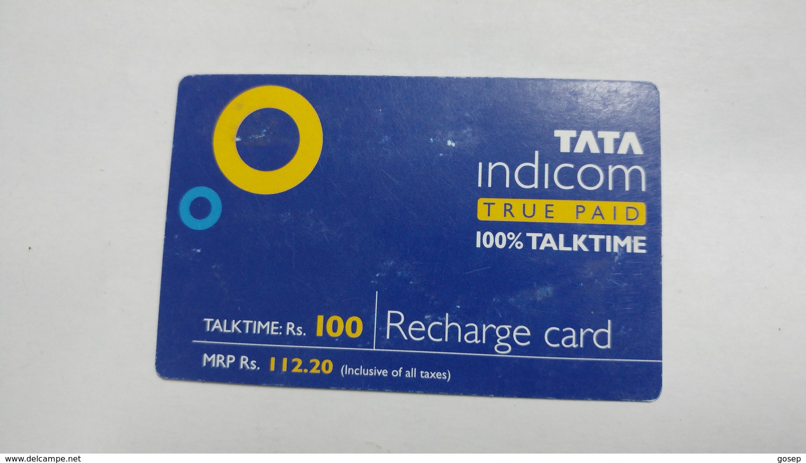 India-top Up-tata Indicom Card-(38n)-(rs.100)-(new Delhi)-(90day After)-used Card+1 Card Prepiad Free - Indien