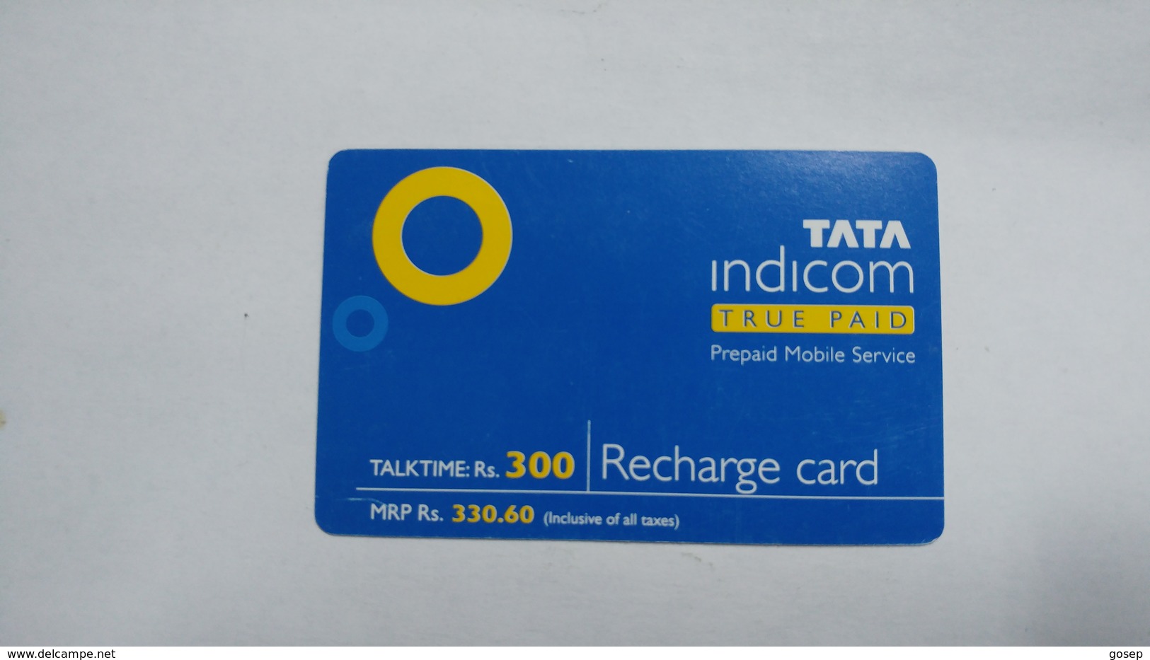 India-top Up-tata Indicom Card-(38p)-(rs.300)-(new Delhi)-(90day After)-used Card+1 Card Prepiad Free - Indien