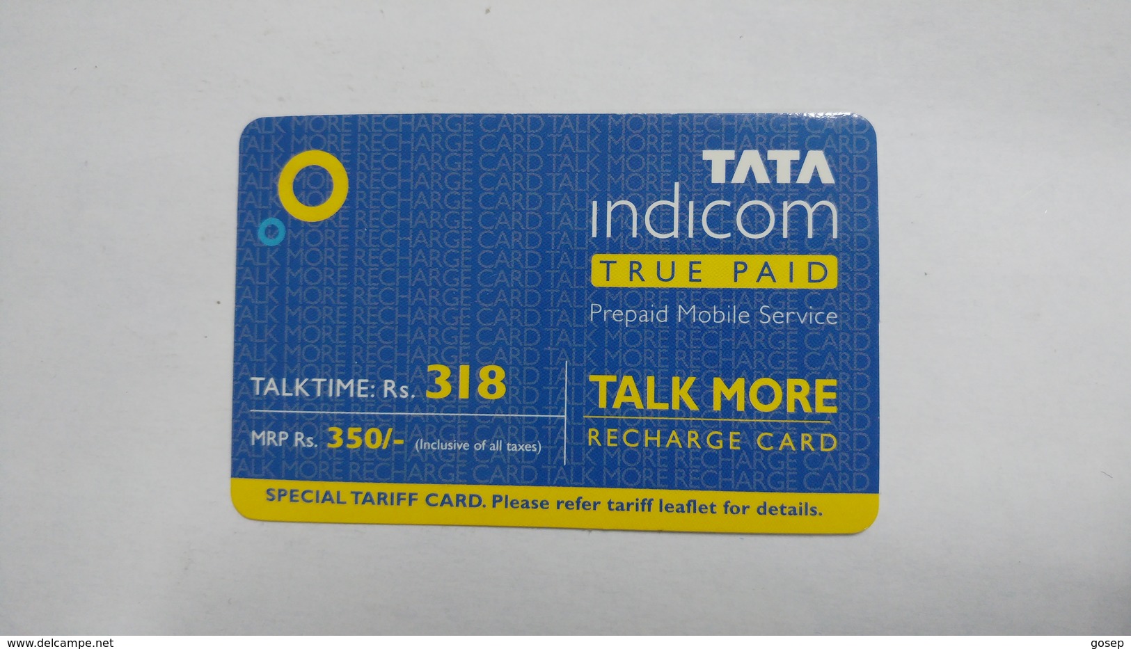 India-top Up-tata Indicom Card-(38s)-(rs.318)-(new Delhi)-(90day After)-used Card+1 Card Prepiad Free - India