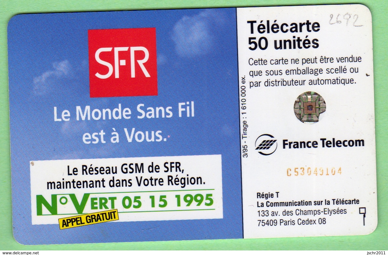 F547 SFR *** Point Rouge Et Trou De Puce Au Verso *** TTBE *** (A8-P14) - 1995