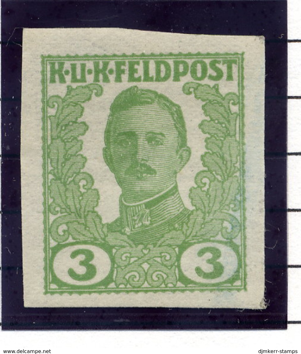AUSTRIAN MILITARY POST Unissued Karl I 3 H..imperforate Colour Trial  MNH / **. - Neufs