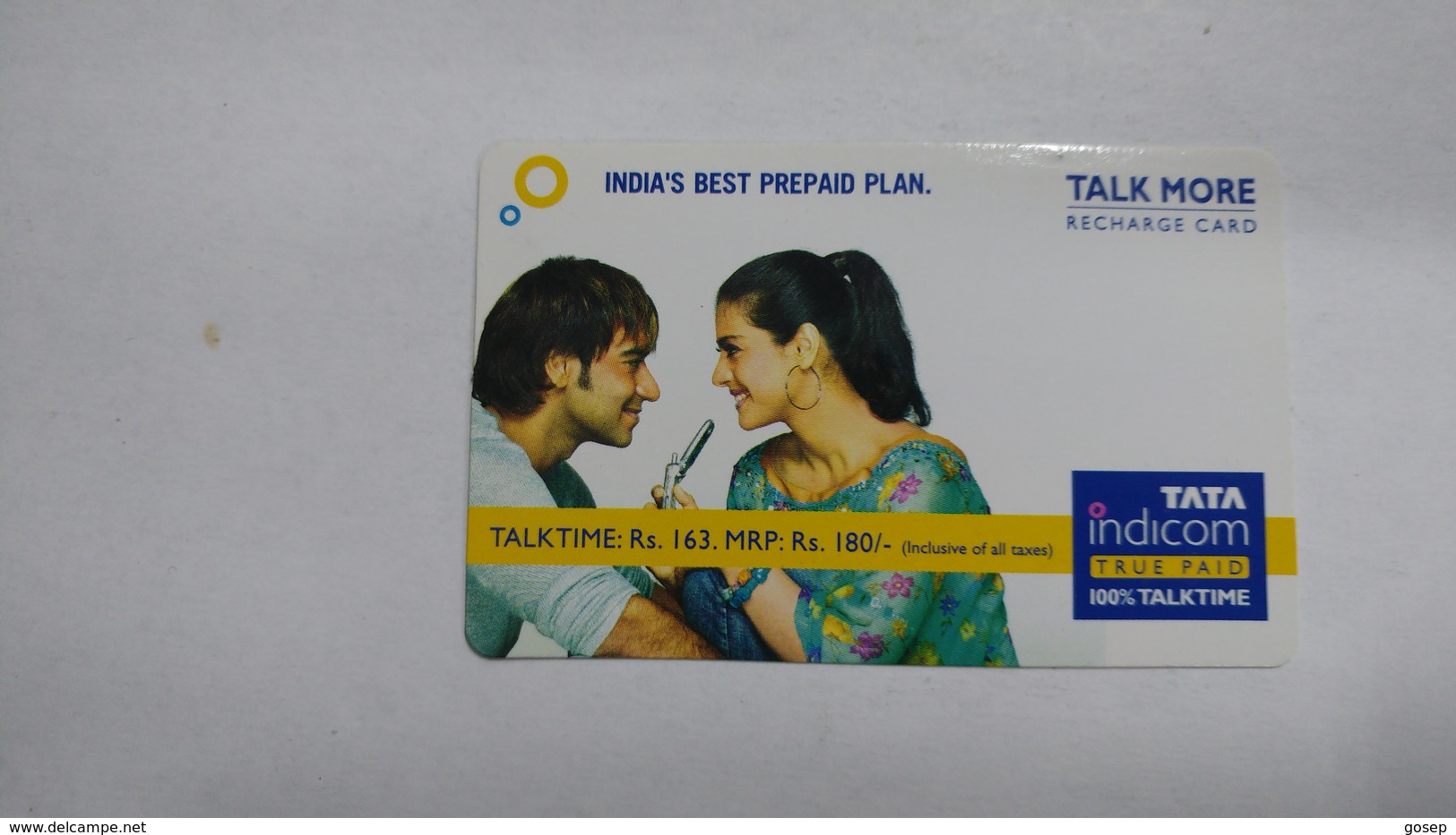 India-top Up-tata Indicom Card-(38y)-(rs.163-mrp Rs.180)-(new Delhi)-(4/2008)-used Card+1 Card Prepiad Free - India