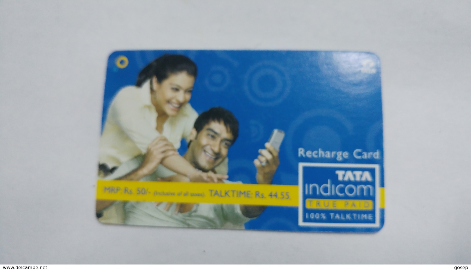 India-top Up-tata Indicom Card-(39)-(rs.50-talktime Rs.44.55)-(new Delhi)-(11/2008)-used Card+1 Card Prepiad Free - Inde